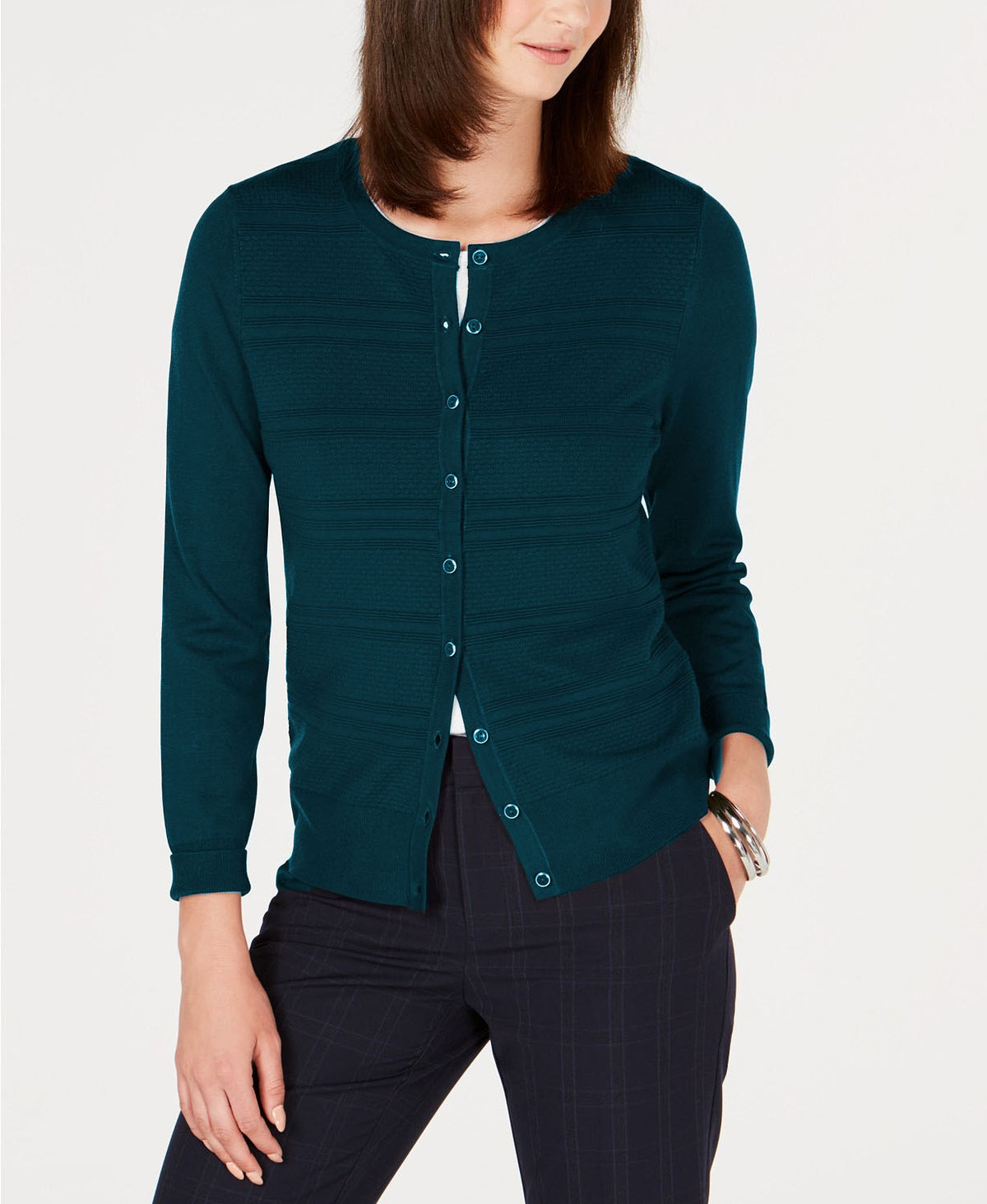 Charter Club Women's Textured Cardigan Green Size Medium