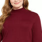 Alfani Women's Plus Size Faux-Fur-Cuff Mock-Neck Tunic Sweater Wine Size 2X