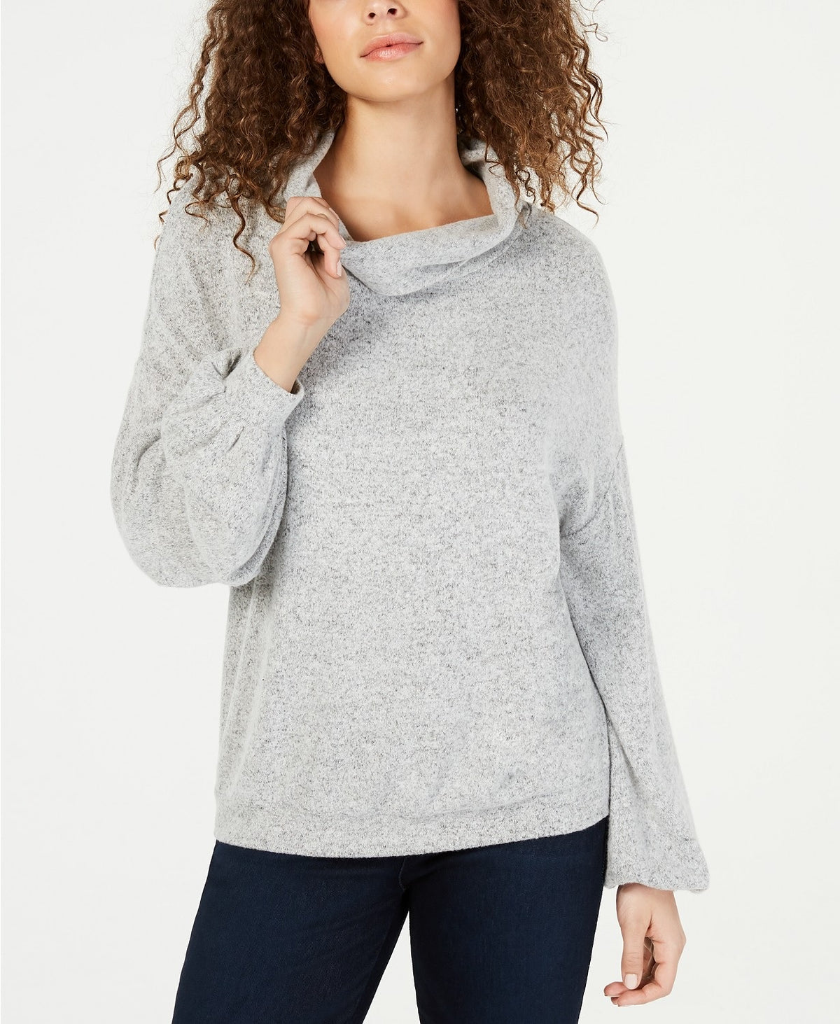 INC International Concepts Women's Cowlneck Knit Top Gray Size Medium