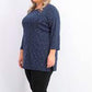 Karen Scott Women's Plus Size Space-Dye 3/4-Sleeve Top Navy Size 0X