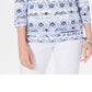 Karen Scott Women's Petite Ikat Printed Top Blue Size Small