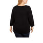 Karen Scott Women's Cotton Elephant Print Top Black Size 0X