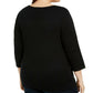 Karen Scott Women's Cotton Metallic Giraffe Top Black Size 0X