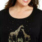 Karen Scott Women's Cotton Metallic Giraffe Top Black Size 0X