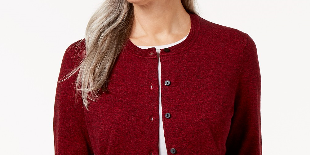 Karen Scott Women's Button-Down Cardigan  New Red Size Small