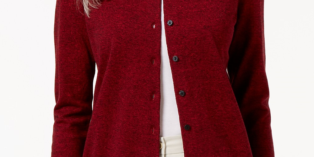 Karen Scott Women's Button-Down Cardigan  New Red Size Small