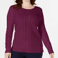 Karen Scott Women's Cable-Knit Sweater Berry Size Small