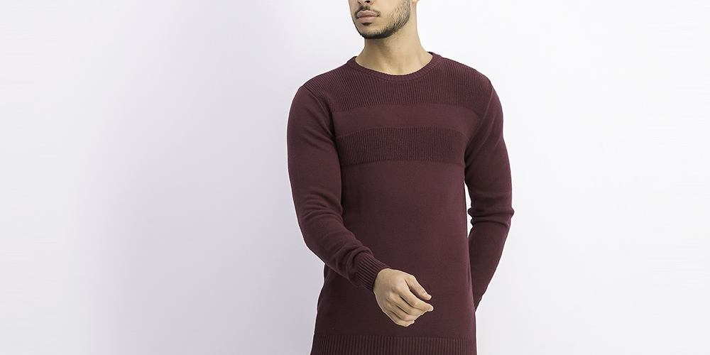 Club Room Men's Cotton Solid Textured Crew Neck Sweater Dark Red Size 3 Extra Large