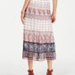 Style & Co Women's Tiered Mixed Print Midi Skirt Red Size Large