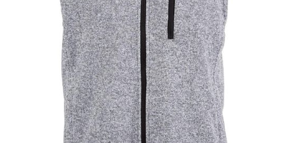 Greg Norman Men's Birdseye Fleece Vest Gray Size Large