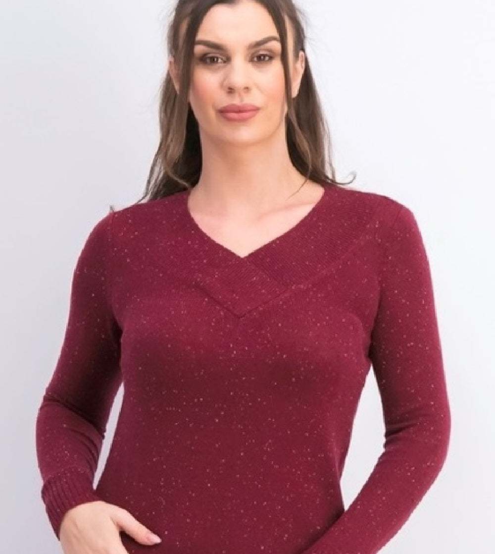 Karen Scott Women's V-Neck Long-Sleeve Sweater Red Size X-Small