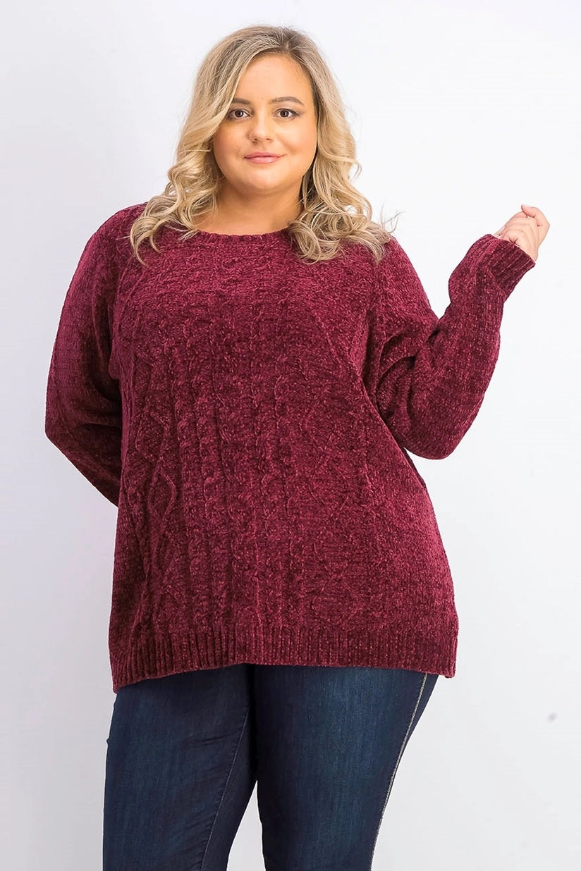 Karen Scott Women's Cable-Knit Chenille Sweater  KS Merlot Size 2 Extra Large