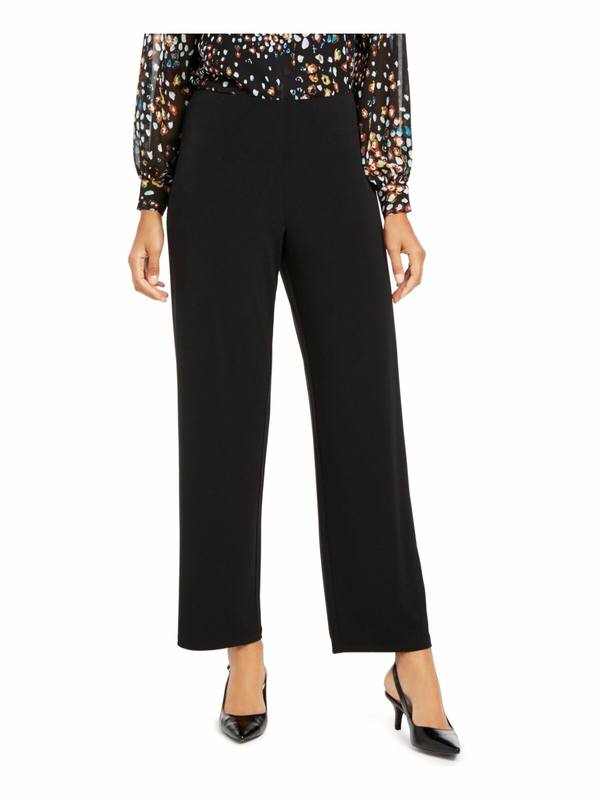 Alfani Women's Knit Wide-Leg Pant Black Size Petite Medium