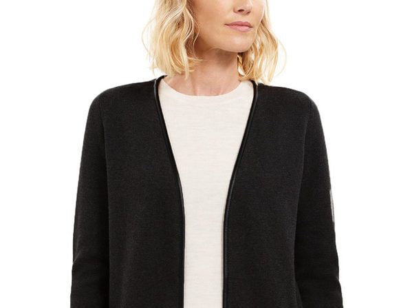 Charter Club Women's Milano Cotton Open-Front Cardigan  Charcoal Size Small
