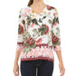 Charter Club Women's Garden Printed V-Neck Top White Size Medium