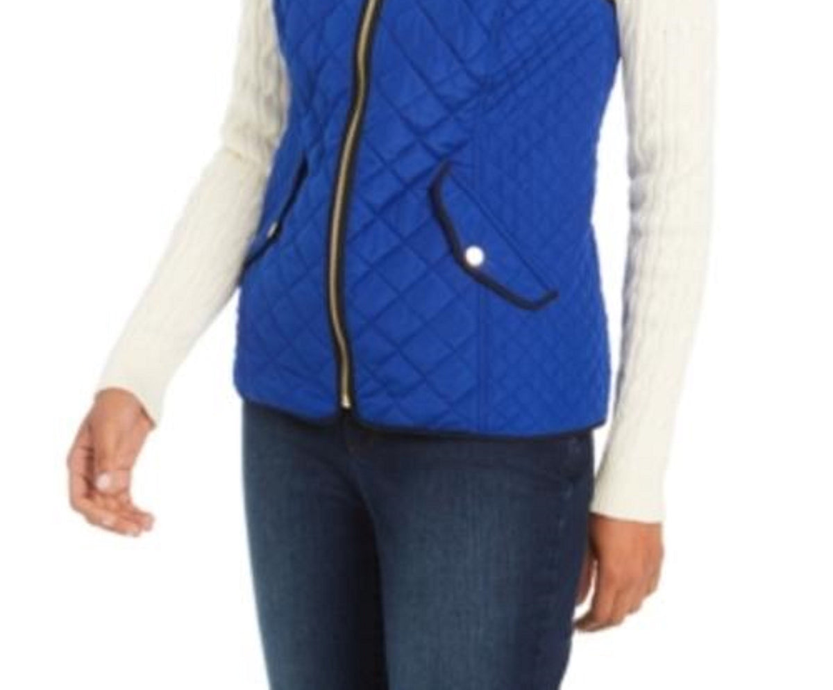 Charter Club Women's Quilted Stand-Collar Vest Blue Size 2 Extra Large