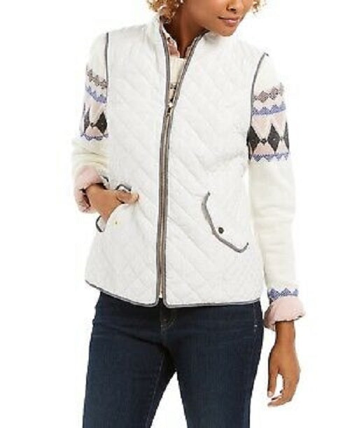 Charter Club Women's Quilted Stand-Collar Vest White Size Large