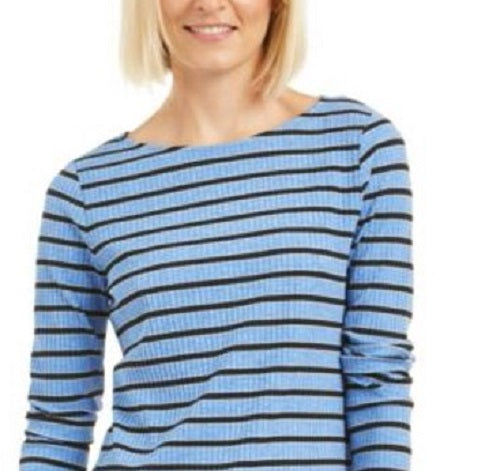 Charter Club Women's Heather Long-Sleeve Top Blue Size Medium
