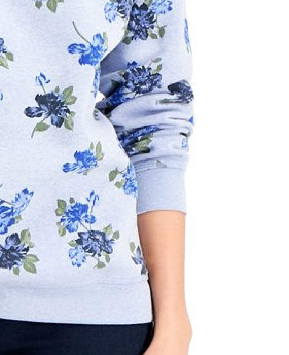Karen Scott Women's Blossom Dream Printed Sweatshirt Blue Size Medium