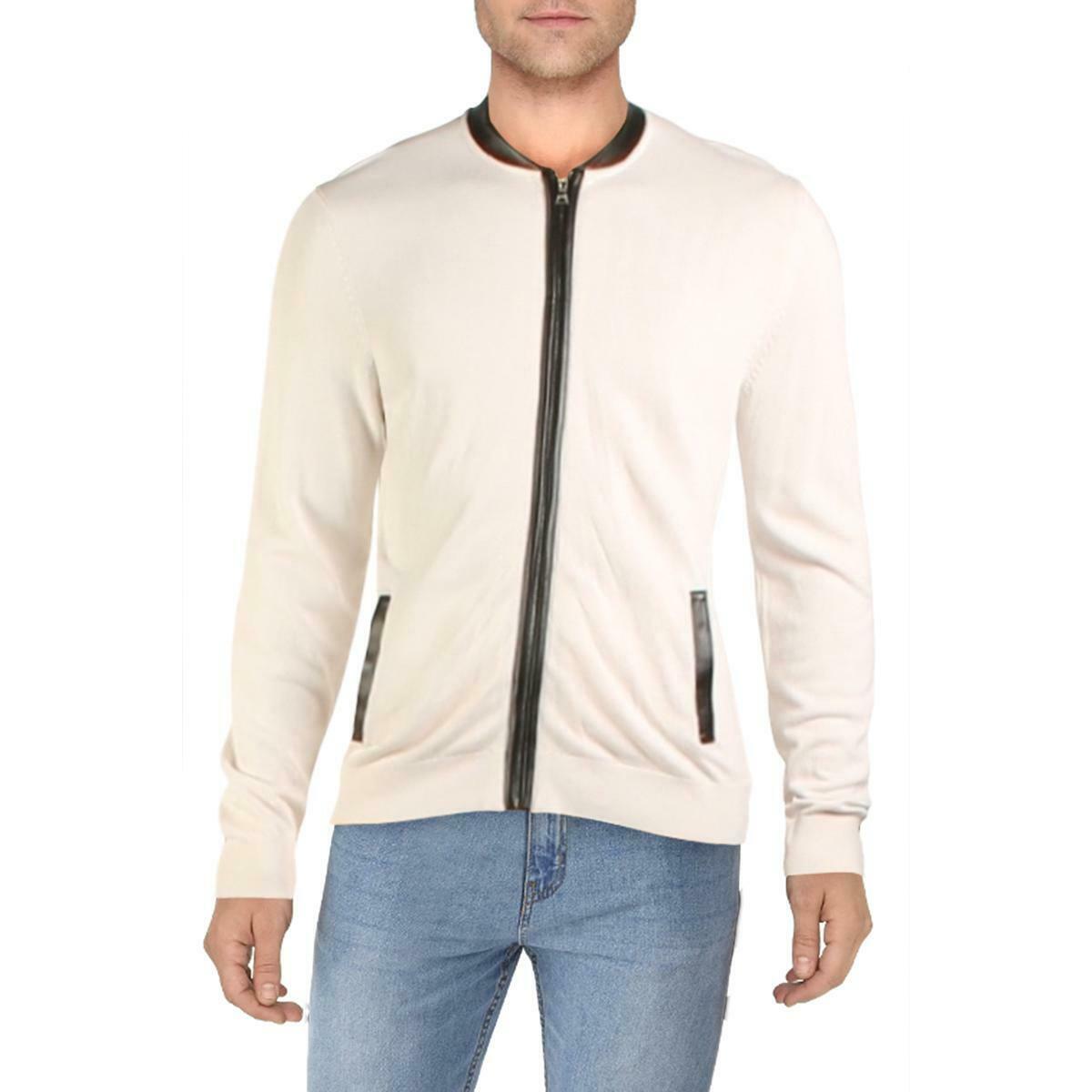 INC International Concepts Men's Zip-Front Cardigan Snowfall White Size Large
