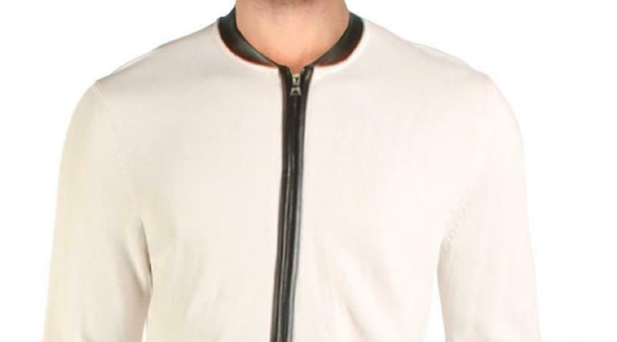 INC International Concepts Men's Zip-Front Cardigan Snowfall White Size Large