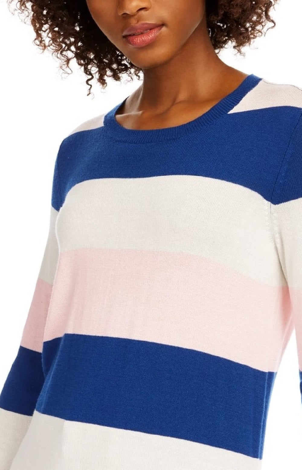 Maison Jules Women's Striped Sweater Pink Size X-Small