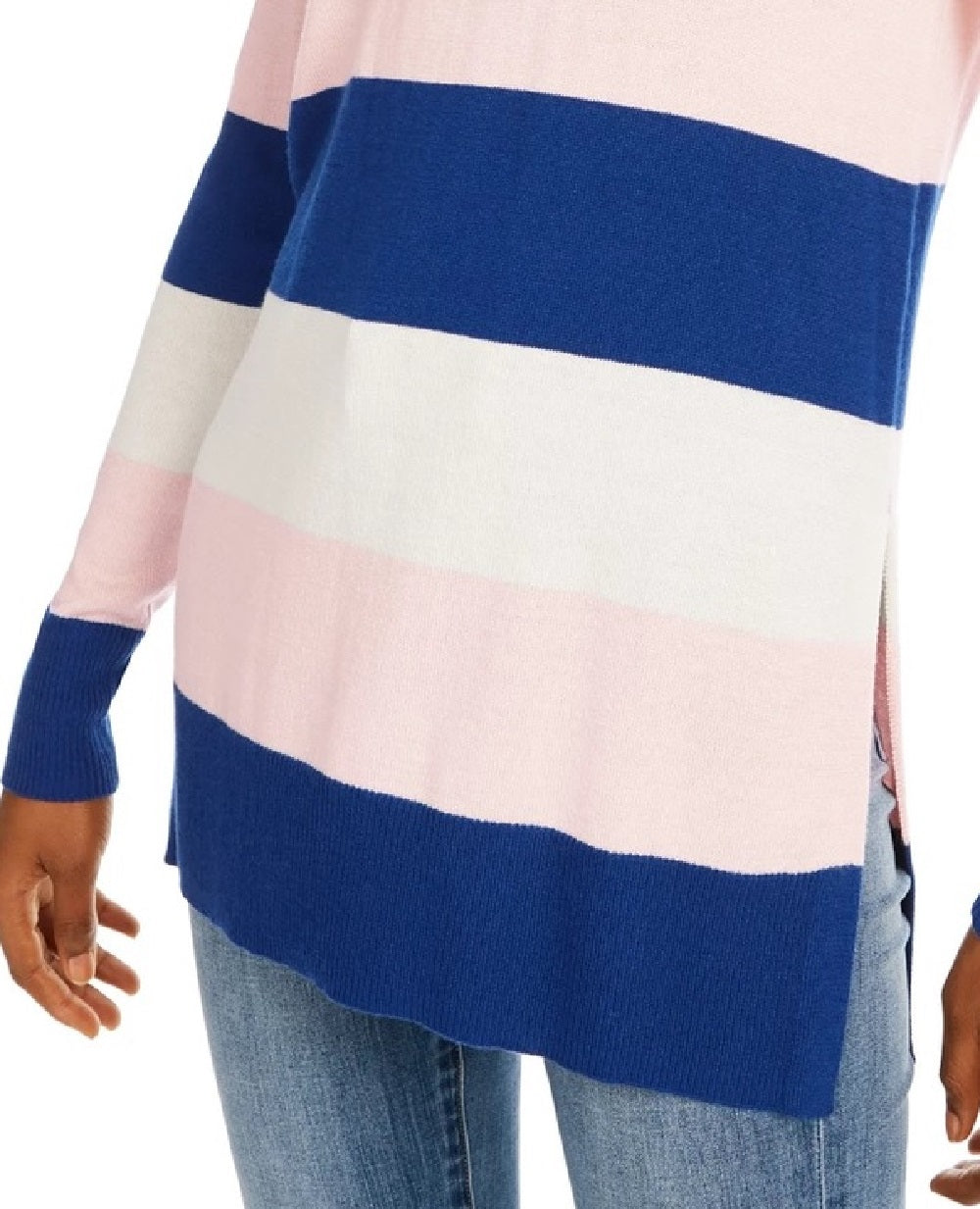 Maison Jules Women's Striped Sweater Pink Size X-Small