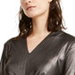 Alfani Women's Metallic Twist-Front Top Charcoal Size 2 Extra Large