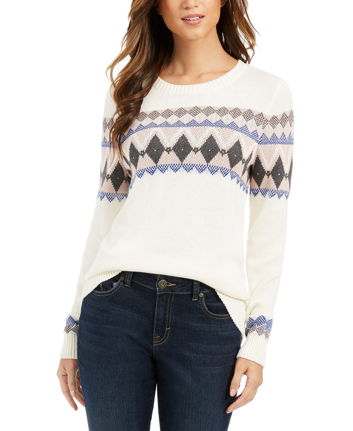 Charter Club Women's Fair Isle Sweater Natural Size Large