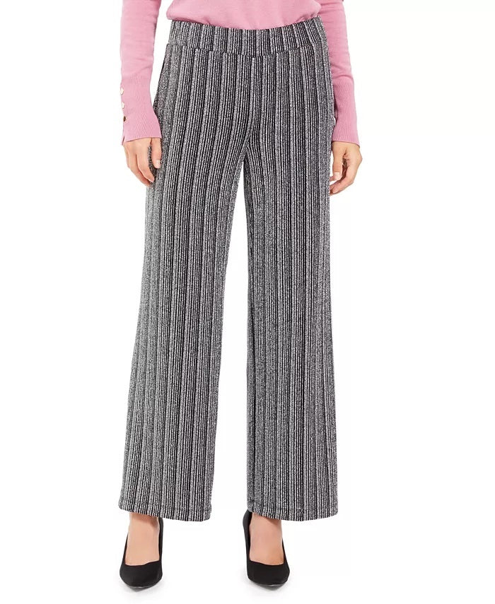 JM Women's Collection Petite Metallic Wide-Leg Pants Black Size Petite Medium