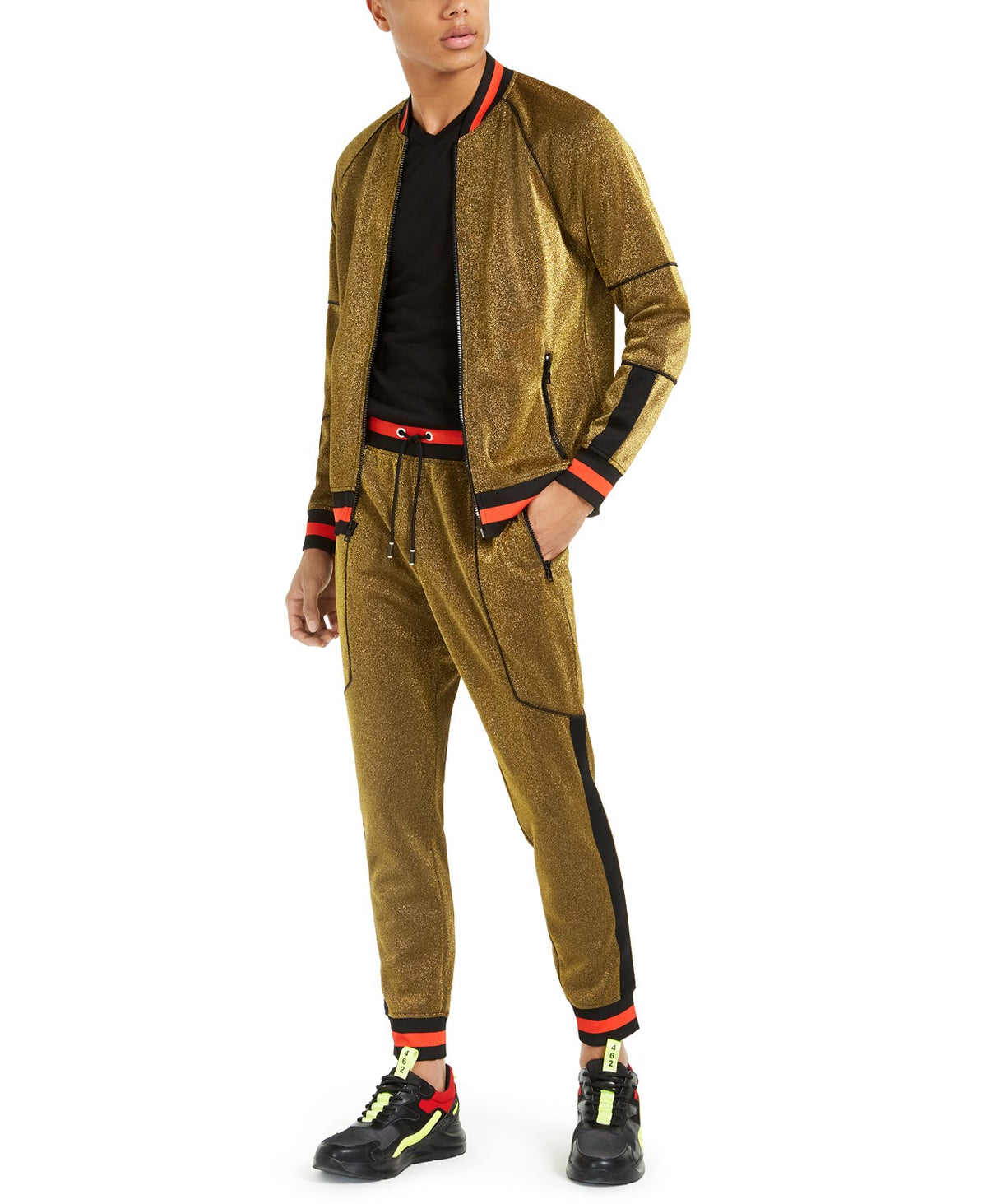 INC International Concepts Men's Disco Track Jacket Gold Size 2XLT