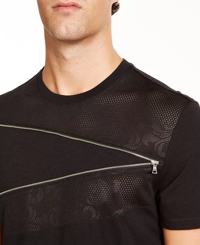 INC International Concepts Men's Mesh Zipper T-Shirt  Black Size Extra Large