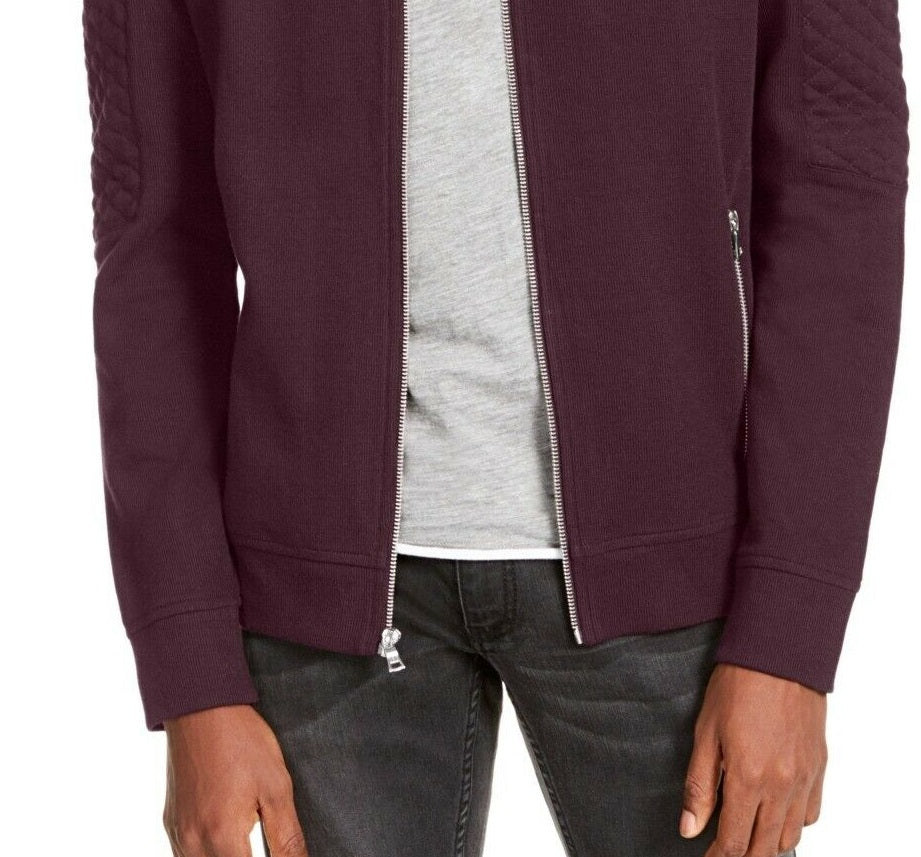 INC International Concepts Men's Ribbed Quilted-Sleeve Jacket Wine Size Small