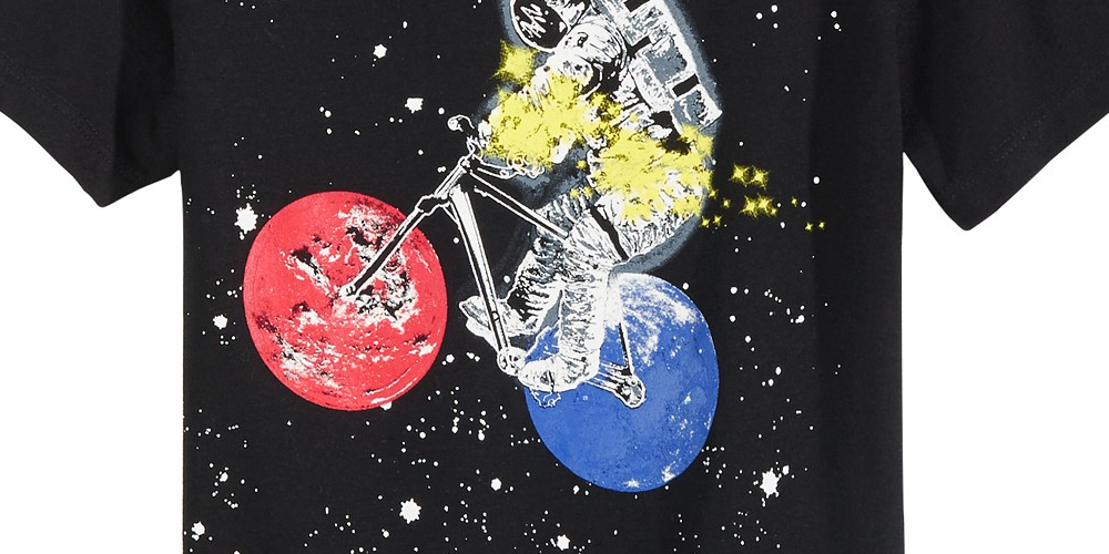 Epic Threads Men's Little Boys Astronaut Glow in the Dark T-Shirt Black Size 7