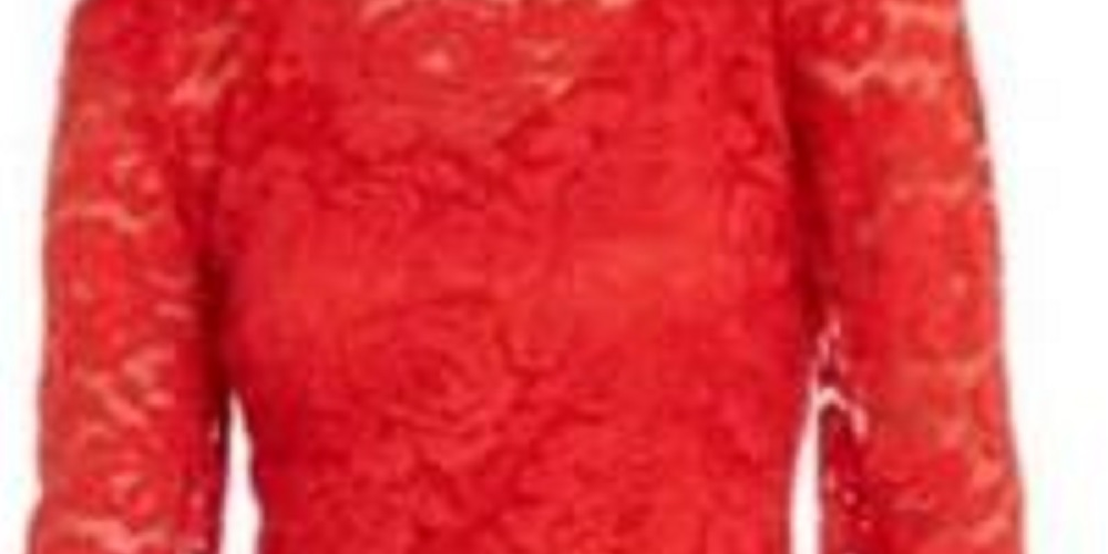 INC International Concepts Women's Lace Blouson Top Dark Red Size Small