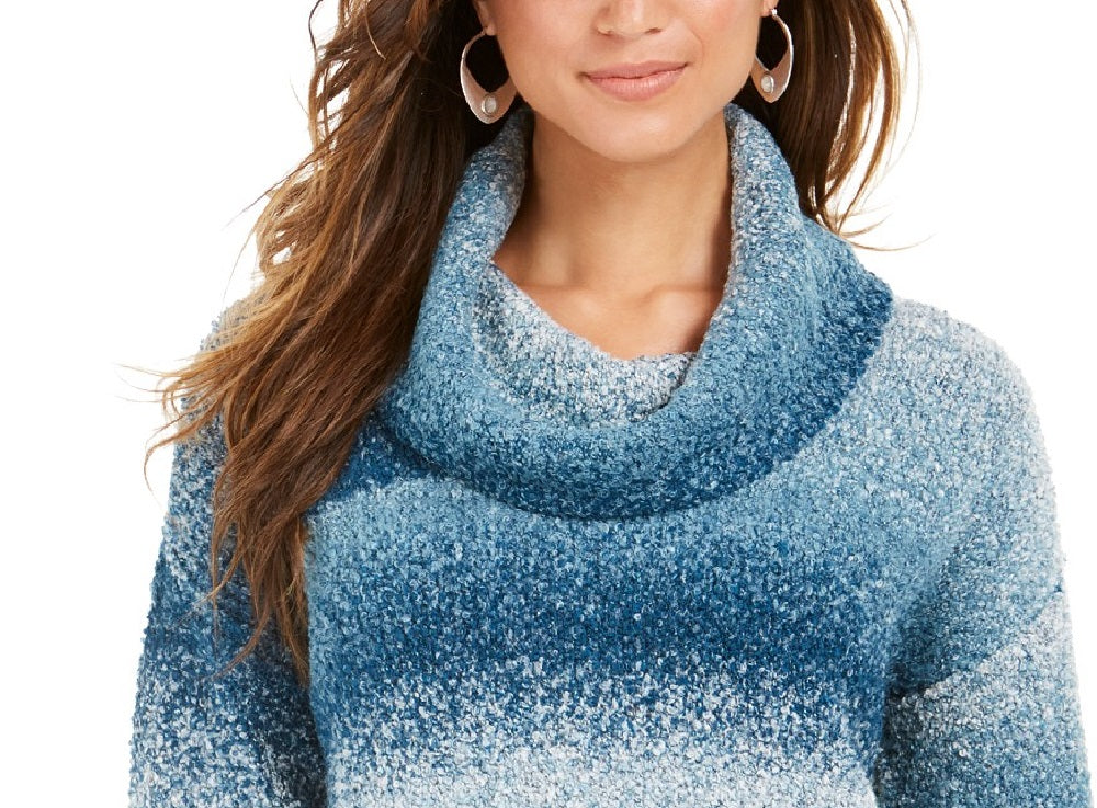 Style & Co Women's Ombr茅 Boucle Sweater Blue Size Medium
