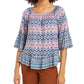 Style & Co Women's Printed On/Off-The-Shoulder Top Blue Size Extra Large