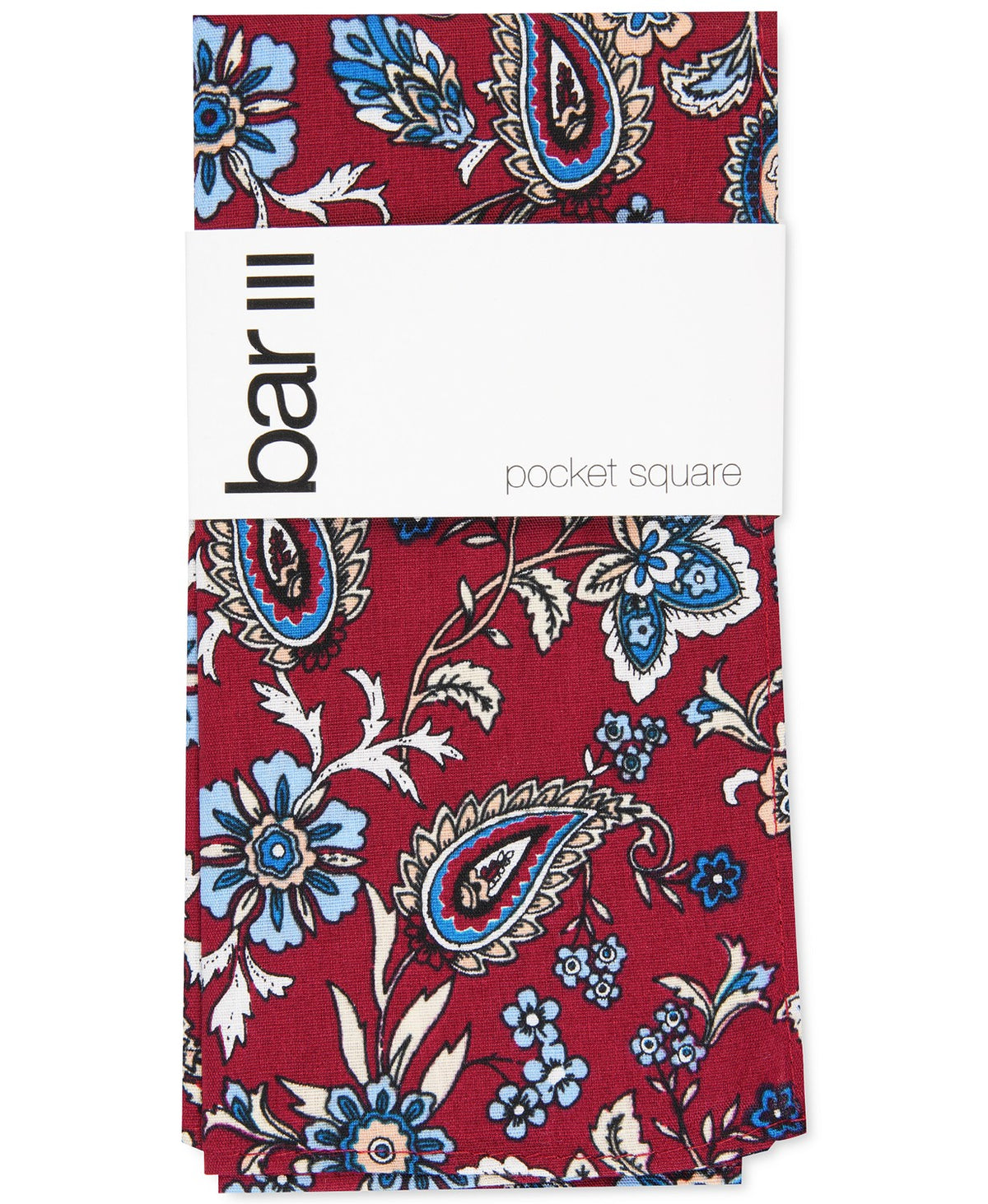 Bar III Men's Lucas Paisley Pocket Square Red Size Regular