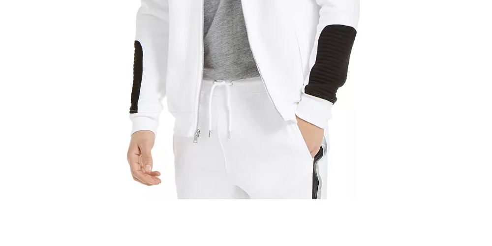INC International Concepts Men's Portrait Track Jacket White Size Large