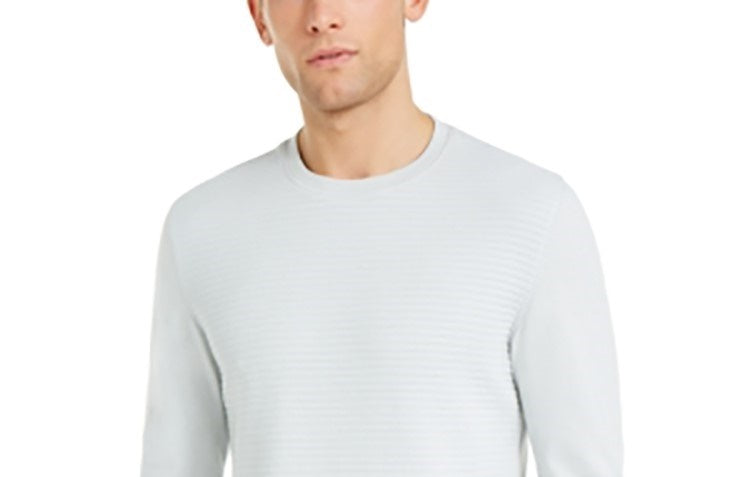 INC International Concepts Men's Pleated Textured Crew Sweatshirt Gray Size X-Small