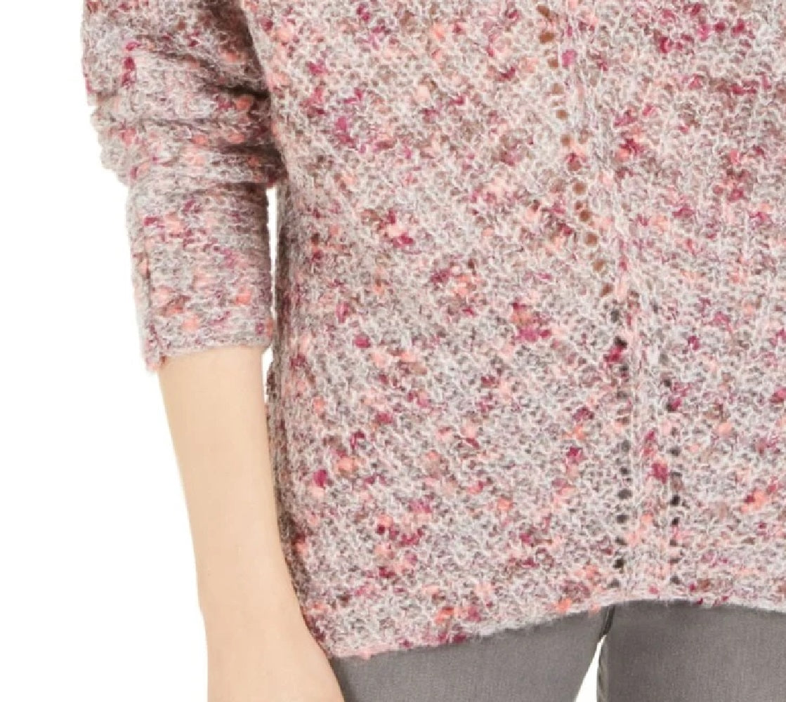 Style & Co Women's V-Neck Dolman-Sleeve Sweater Pink Large