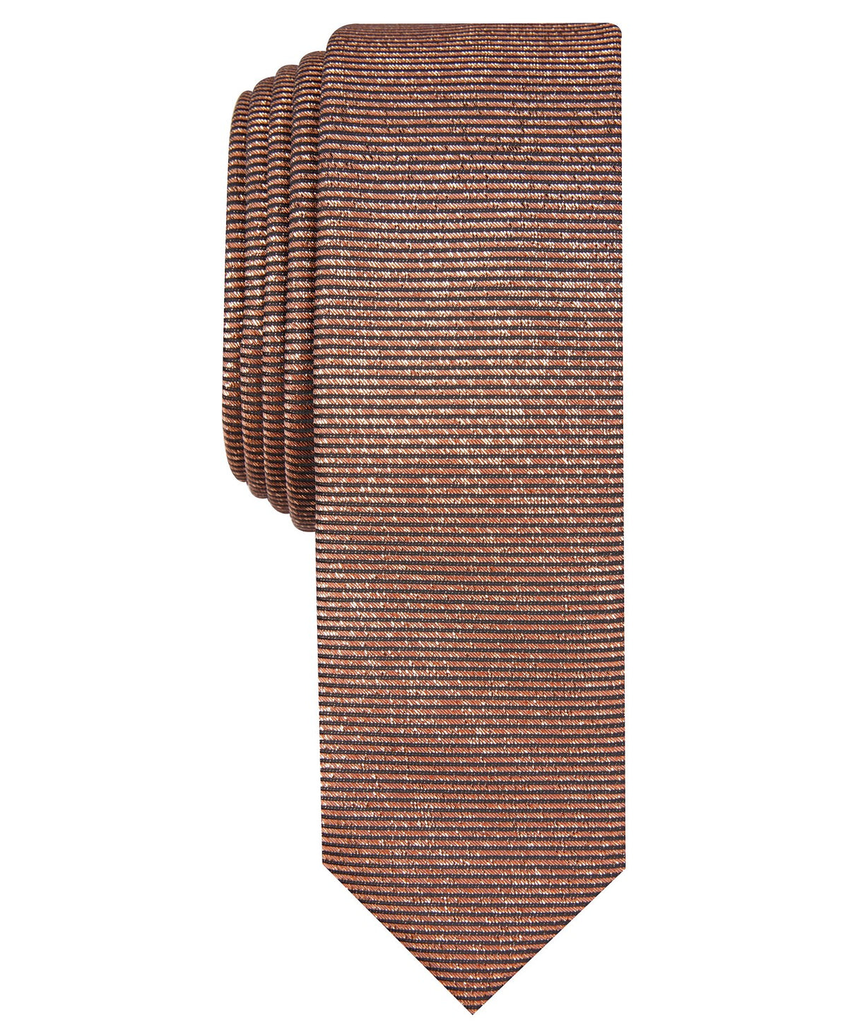 INC International Concepts Men's Solid Metallic Tie Brown Size Regular