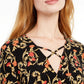 INC International Concepts Women's Crisscross Surplice Top Black Size Small