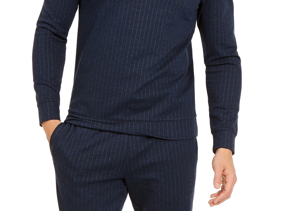 Alfani Men's Classic-Fit Stretch Stripe Knit Sweatshirt Blue Size Extra Large