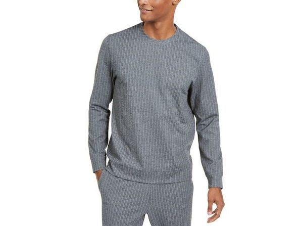 Alfani Men's Classic Fit Stretch Stripe Knit Sweatshirt Gray Size X-Large