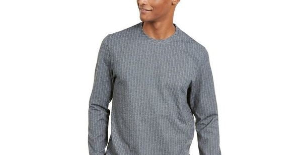 Alfani Men's Classic Fit Stretch Stripe Knit Sweatshirt Gray Size X-Large