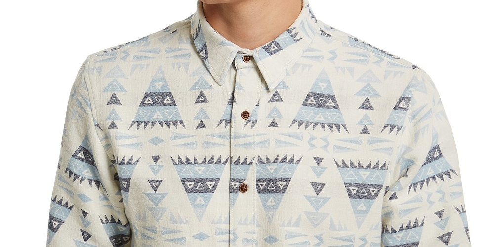 Sun + Stone Men's Jacquard Geometric Shirt Navy Size XX-Large
