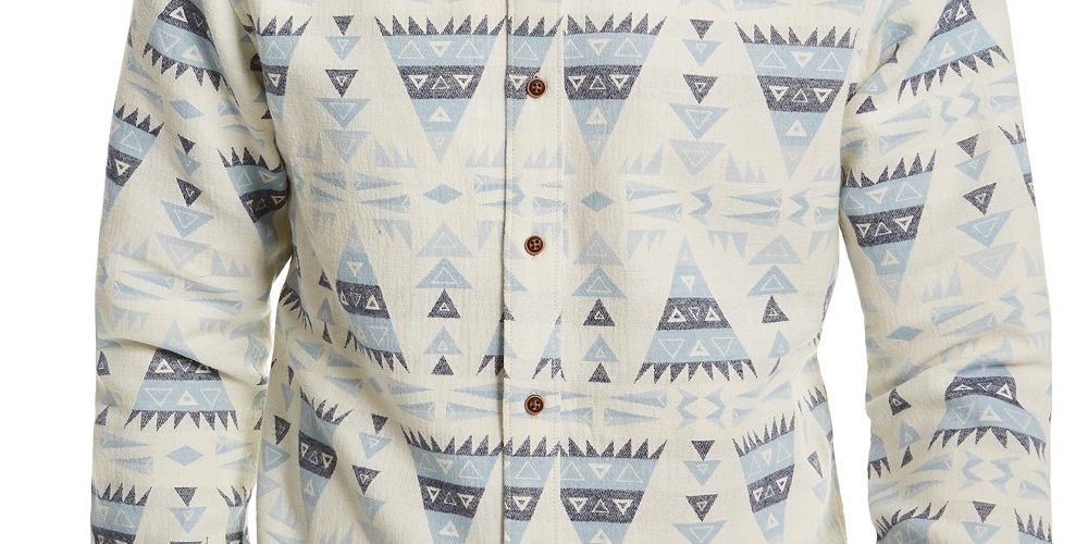 Sun + Stone Men's Jacquard Geometric Shirt Navy Size XX-Large