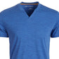 Sun + Stone Men's Eden Split Neck T-Shirt Blue Size Medium