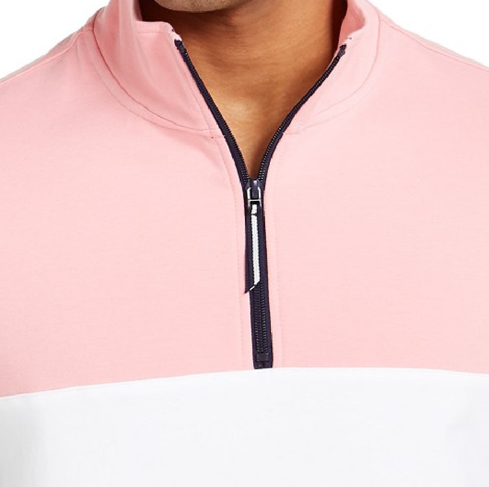 Club Room Men's Regular-Fit Colorblocked 1/4-Zip Sweatshirt Pink Size Extra Large